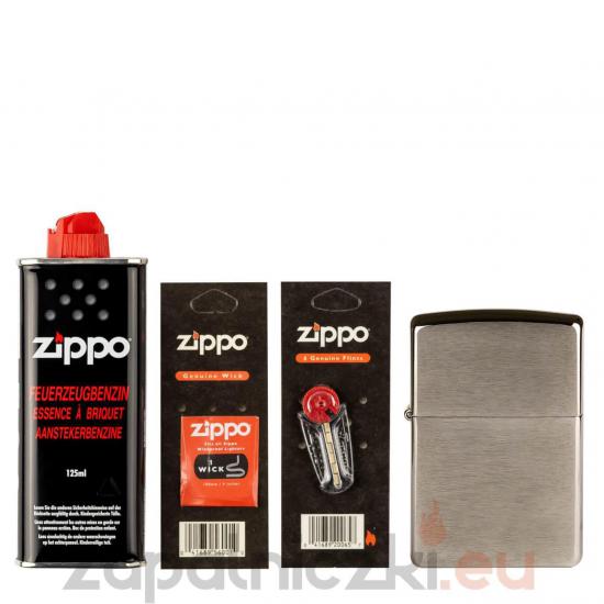 ZESTAW Zapalniczka Zippo 200 Brushed Chrome + Akcesoria
